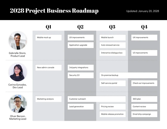 Gray Project Plan Business Roadmap Template