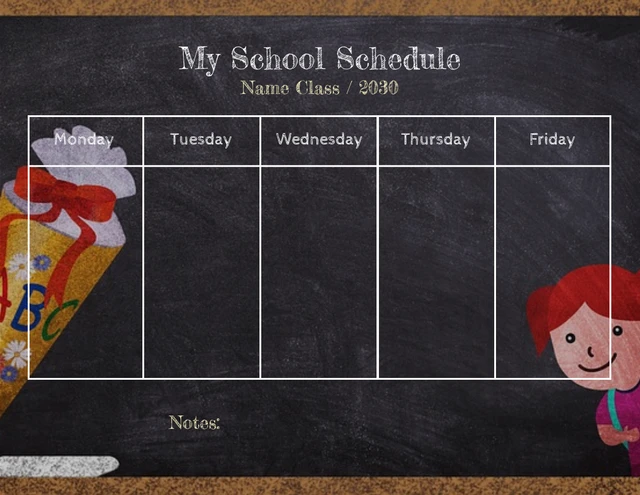 Black Modern Texture My School Schedule Template