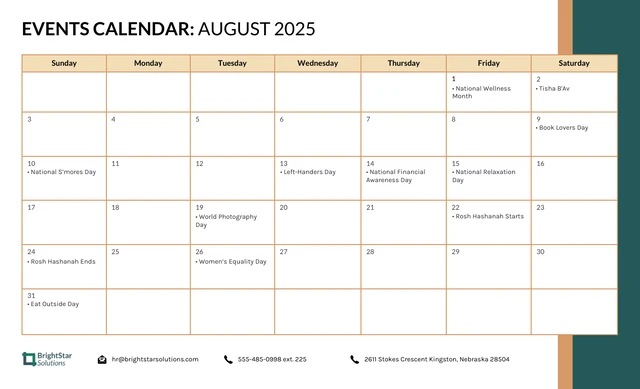 2025 Calendar Event Work Schedule Template - Page 8