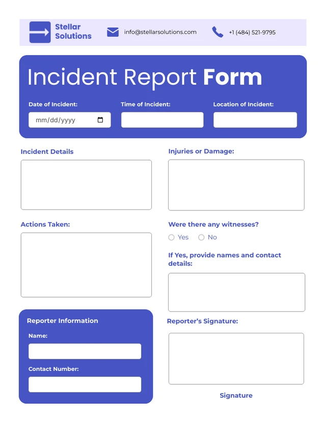 Incident Report Form Template