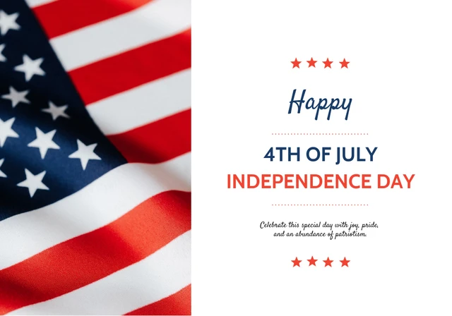 Red and Blue 4th of July Independence Day Card Template
