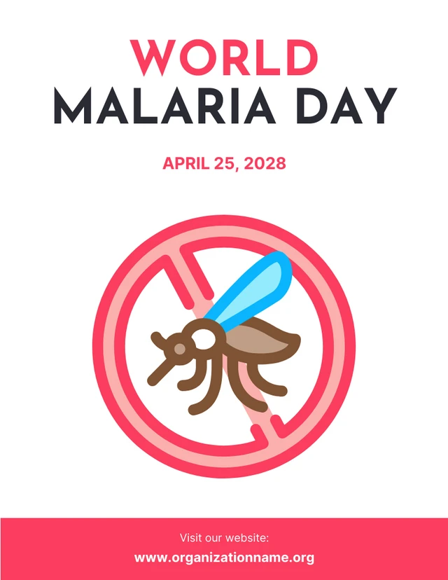 White Dark Pink Simple World Malaria Day Poster Template