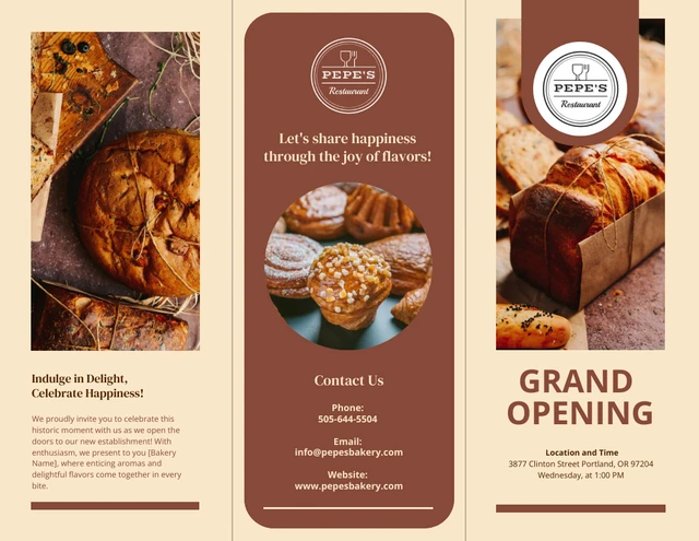 Bakery/Cafe Grand Opening Brochure - Page 1