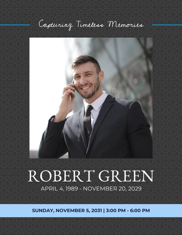 Black And Blue Pattern Celebration of Life Invitation Template