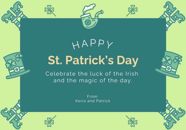 Simple Green and Gold St. Patrick's Day Card Template
