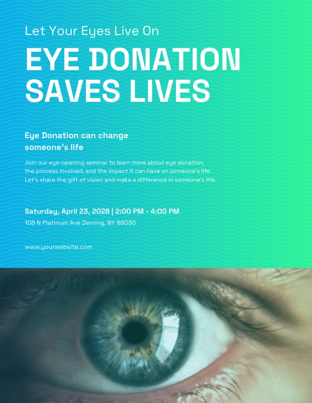 Green Blue Gradient Eye Donation Poster Template
