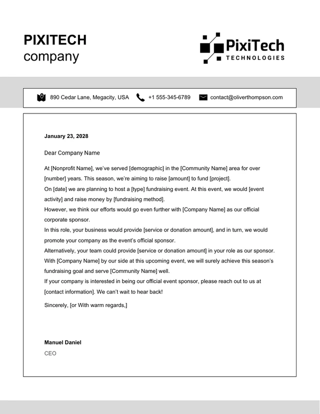 Grey White Minimalist Line Sponsorship Letter Template