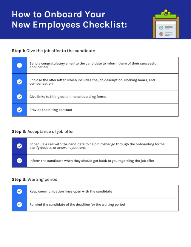 Blue New Employee Onboarding Checklist Template - Page 2