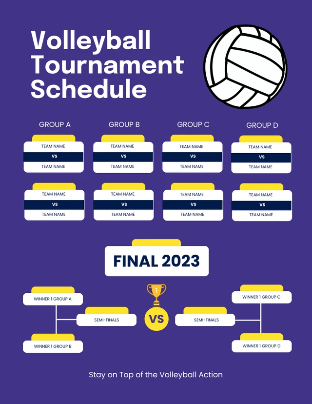 Blue Modern Corporate Volleyball Tournament Schedule Template