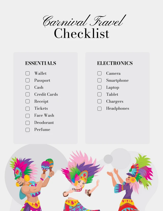 Black And Grey Carnival Travel Checklist