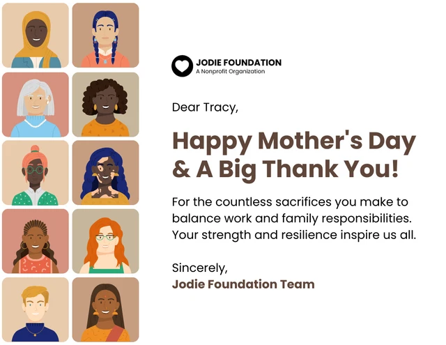 Multicultural Company Thank You Mother's Day Card Template