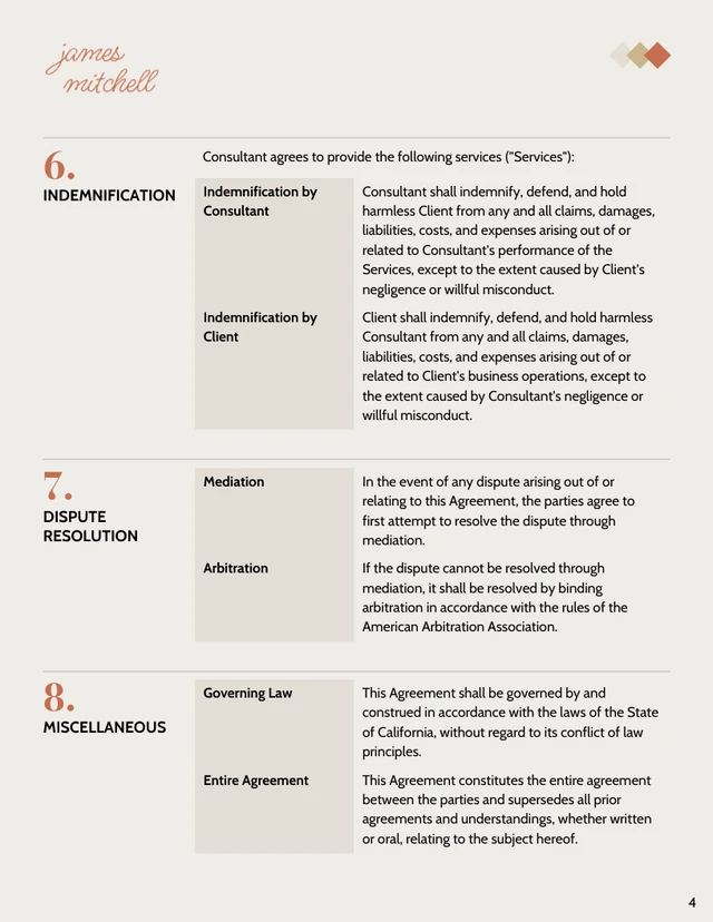 Restaurant Consulting Contract Template - Page 4