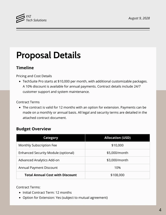 Vendor Proposal - Page 4