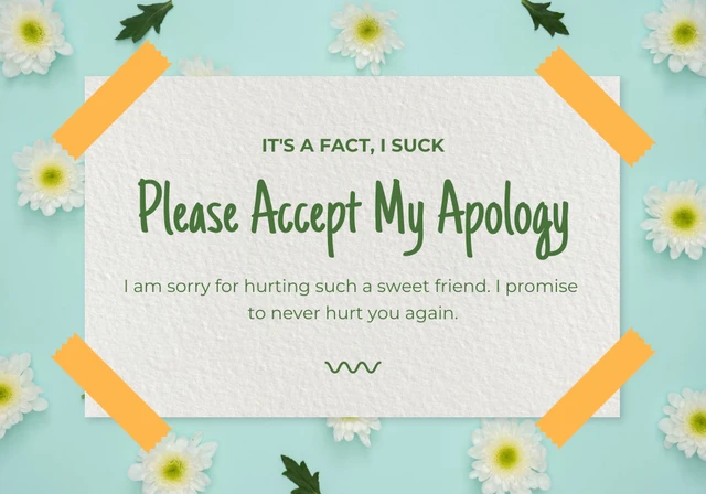 Light Green Modern Floral Aesthetic Apology Card Template