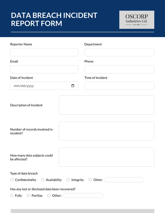 Simple Navy and Gray HR Form Template