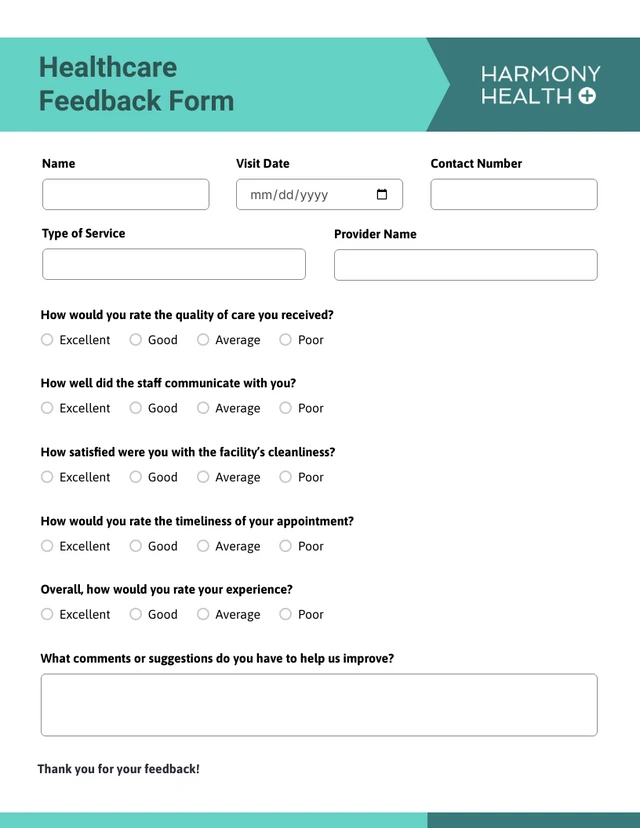 Simple Emerald Green Feedback Forms Template