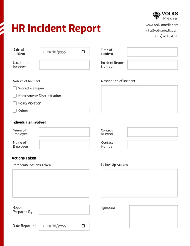 HR Incident Report Template