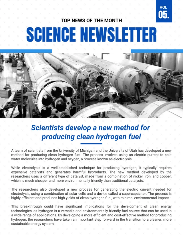 Blue Modern Professional School Science Newsletter