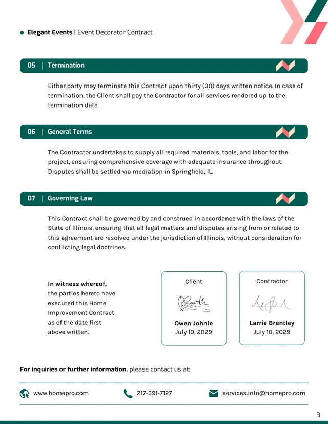 Home Improvement Contract Template - Page 3