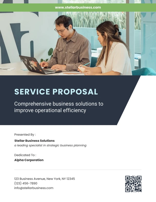 Dark Blue And Green Minimalist Modern Service Proposal - Page 1