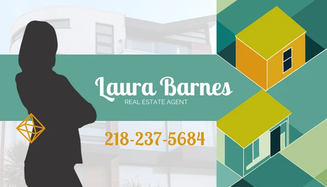 Real Estate Agent Business Card with Geometric Shape - Page 1