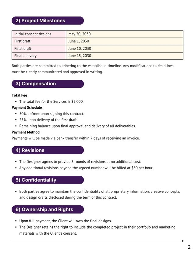 Music Graphic Design Contract Template PDF - Page 2