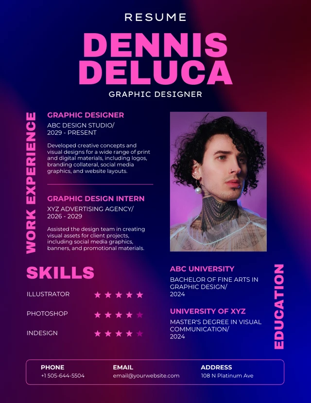 Blue and Pink Designer Infographic Resume Template