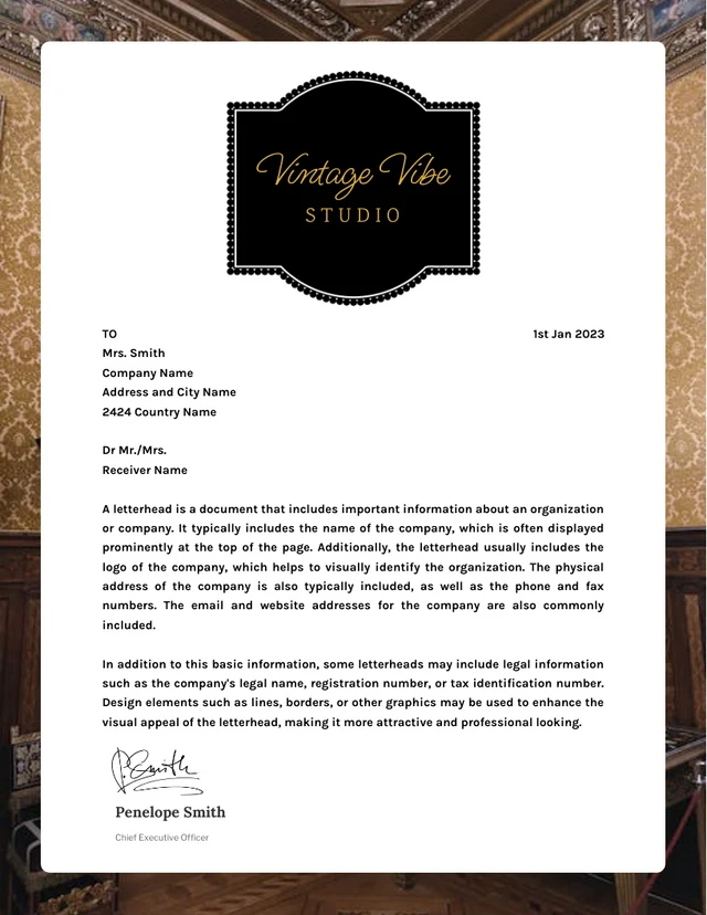 Brown And White Elegant Vintage Letterhead Template
