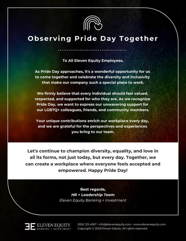 Company Email Newsletter for LGBTQ+ Pride Day Template