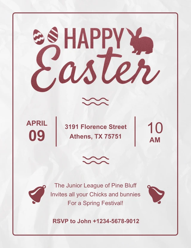 Broken White Modern Happy Easter Invitation Template