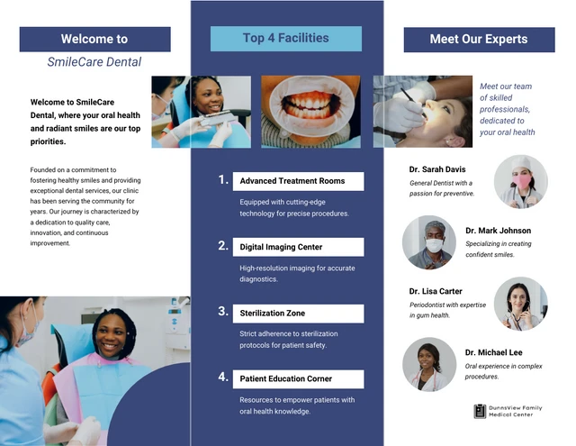 Navy Mint Simple Minimalist Dental Tri Fold Brochure - Page 2