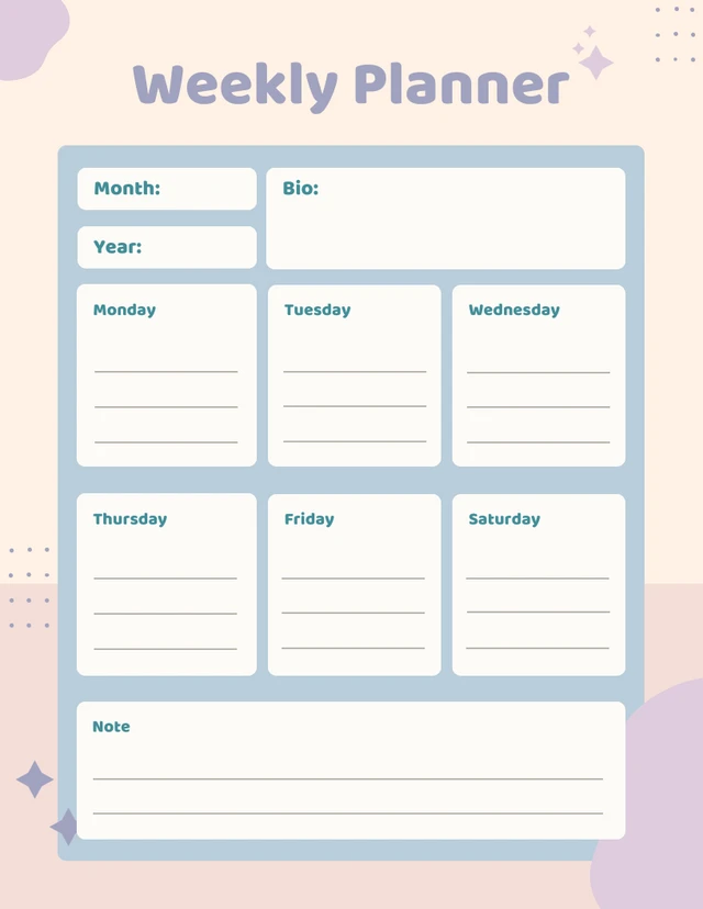 Simple Pastel Cute Planner Template