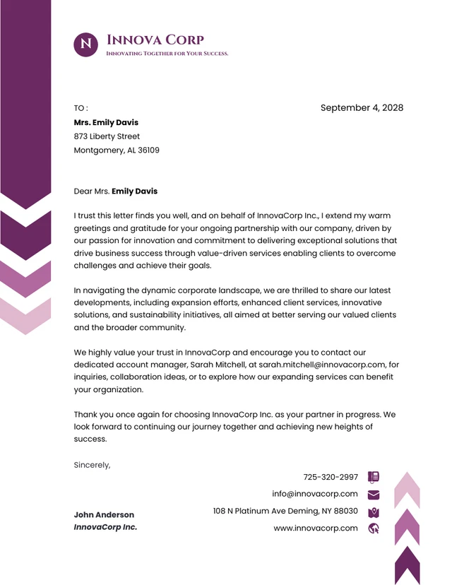 Purple Minimalist Company Letterhead