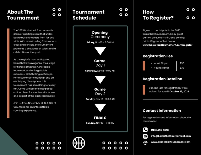 Basketball Tournament Event Trifold Brochure - Page 2