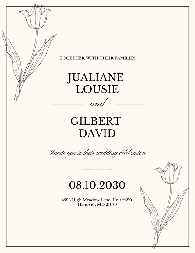 Light Beige Minimalist Wedding Formal Invitation Template