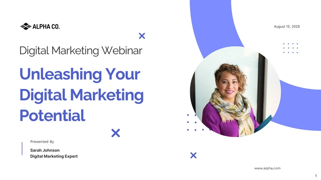 Minimalist Purple Digital Marketing Webinar Presentation - Page 1