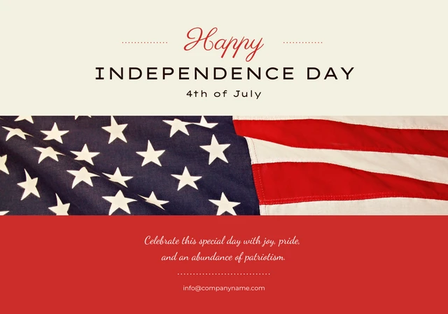 Cream and Red 4th of July Independence Day Card Template
