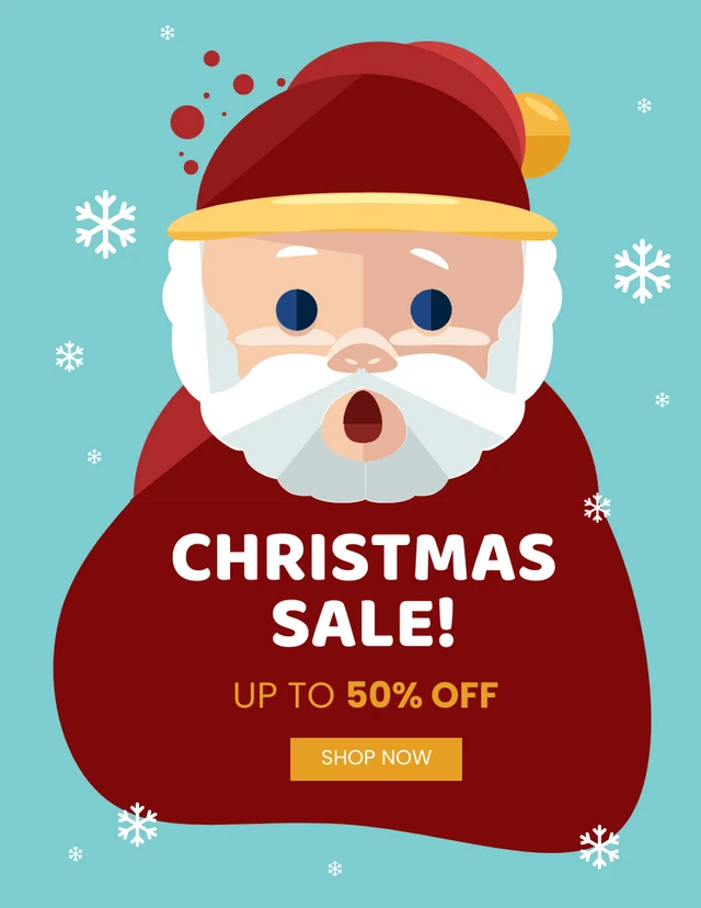 Teal and Red Illustrated Christmas Sale Template
