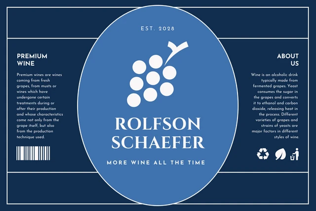 Blue Minimalist Wine Label Template