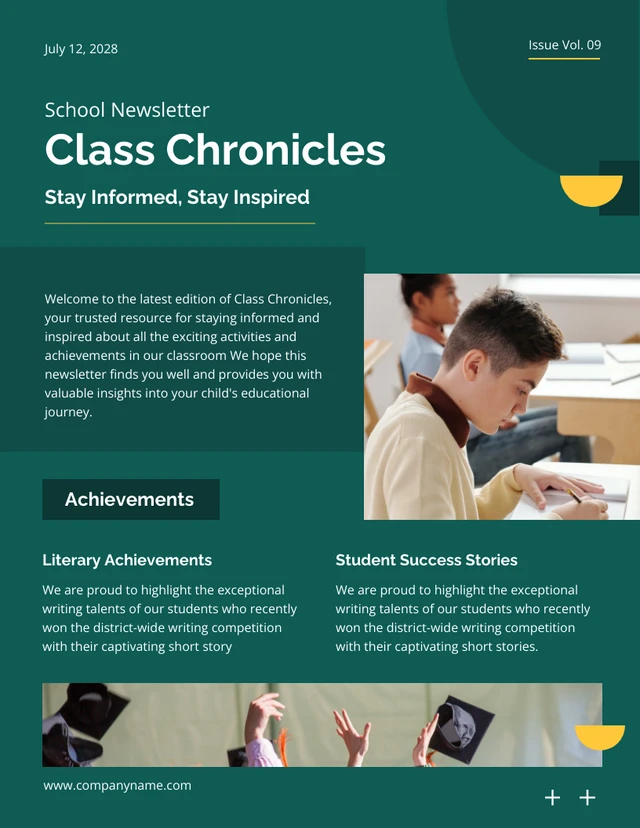 Light Green Simple School Newsletter Template