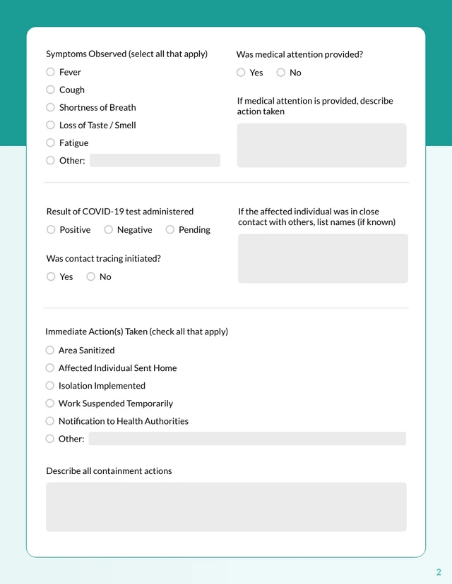 Pandemic Incident Report - Page 2