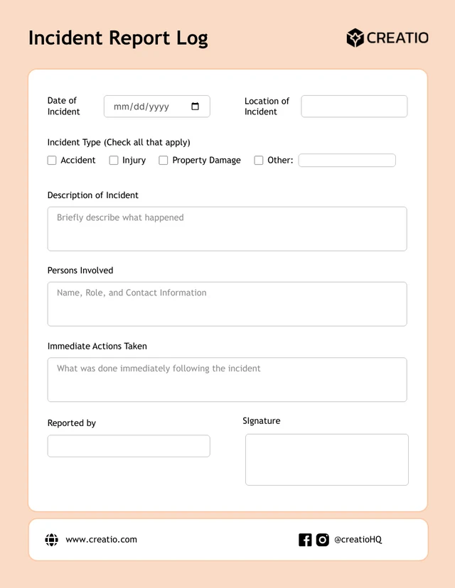 Incident Report Log Template