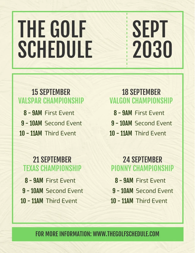 Light Green Modern Texture Golf Schedule Template