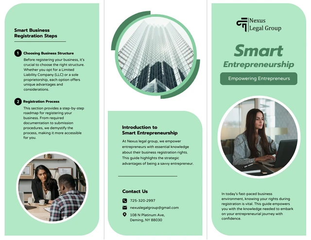 Soft Green Smart Entrepreneurship Tri-fold Brochure - Page 1