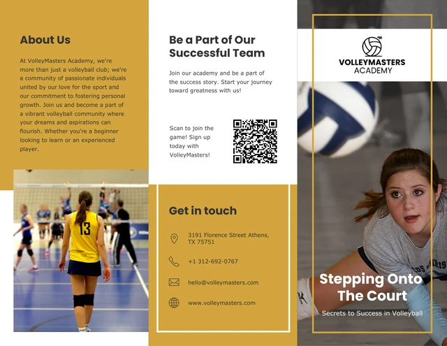 Yellow Minimalist Sport Academy Tri-fold Brochure - Page 1