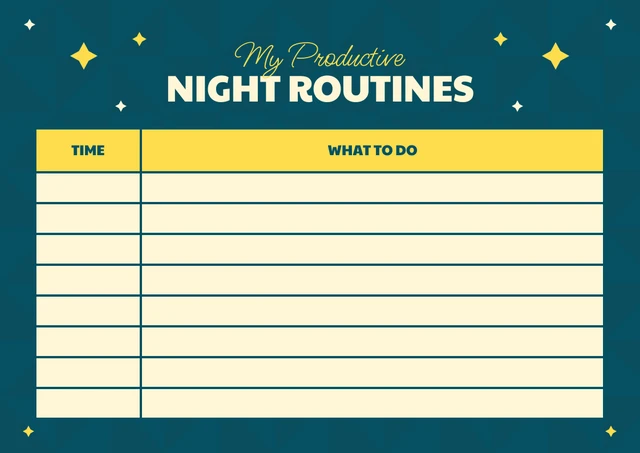 Blue Green Modern Geometric Night Routine Schedule Template