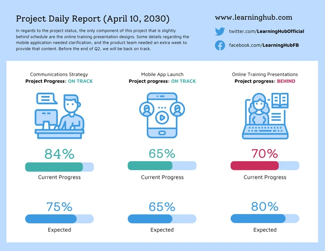 Blue Project Progress Report Template