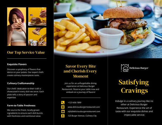 Modern Black and Yellow Food Brochure - Page 1