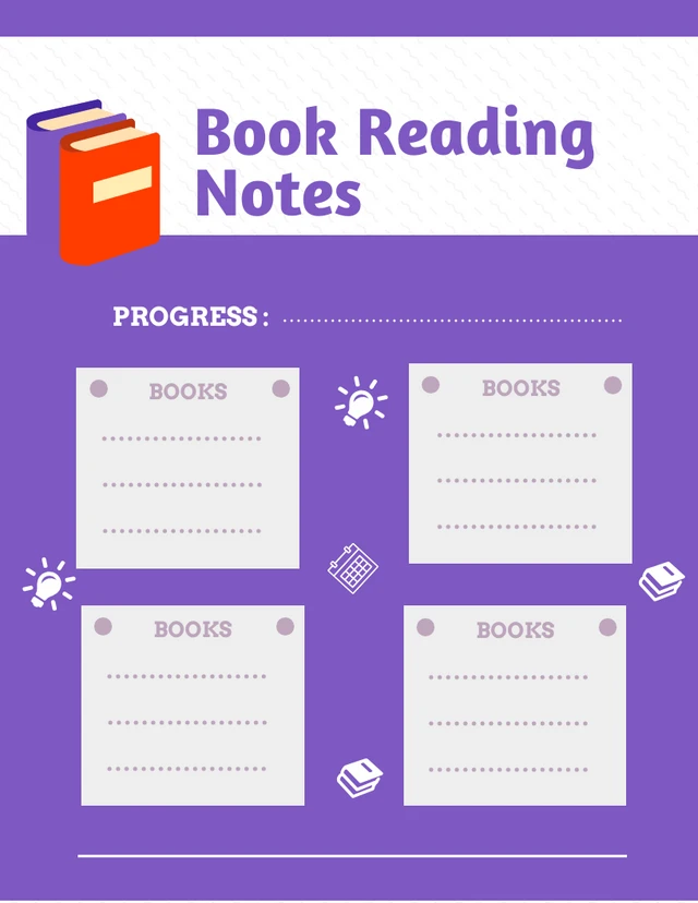 Notes Reading  Simple Purple Book Template