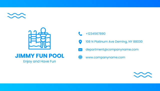 Blue Gradient Minimalist Business Professional Pool Name Card - Page 2